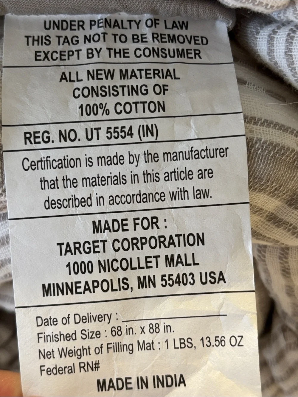 Hearth & Hand Twin Woven Quilt Sour Cream with Gray Stripes